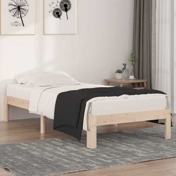 Estructura de cama madera maciza individual 90x190 cm D