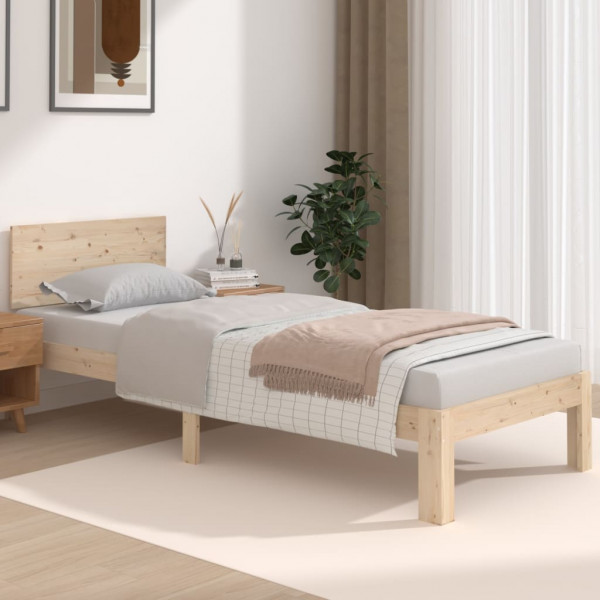 Estructura de cama madera maciza individual 75x190 cm D