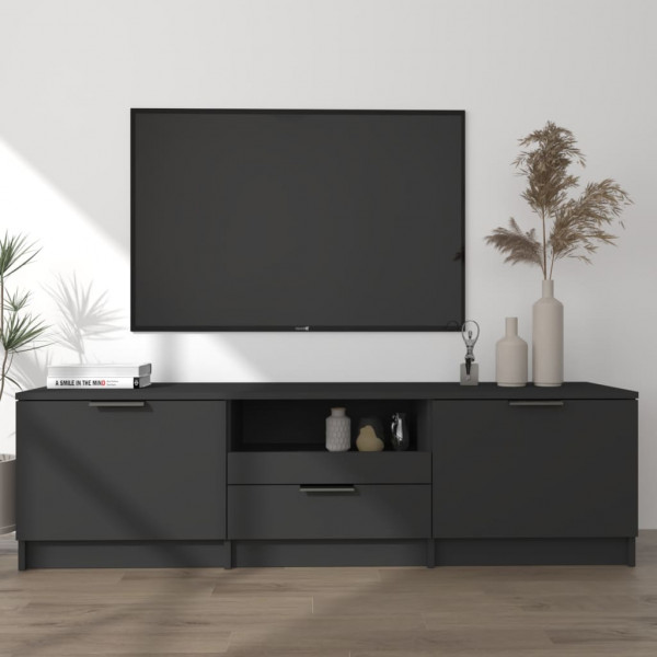 Mueble para TV madera contrachapada negro 140x35x40 cm D