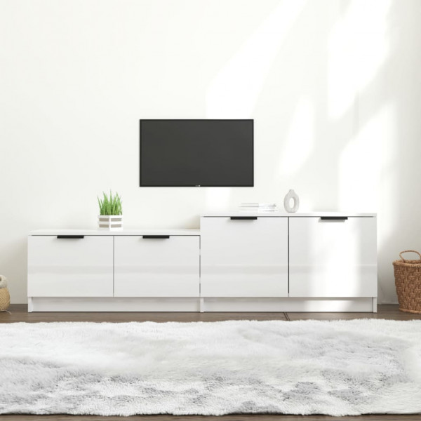Mueble TV madera contrachapada blanco brillante 158.5x36x45 cm D