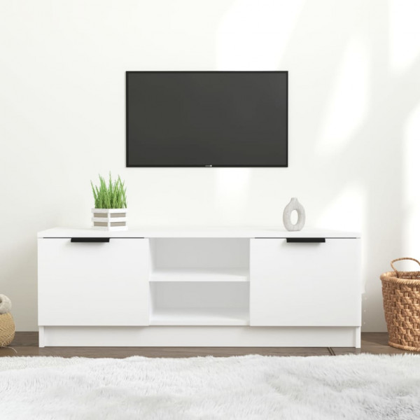 Mueble de TV madera contrachapada blanco 102x35x36.5 cm D