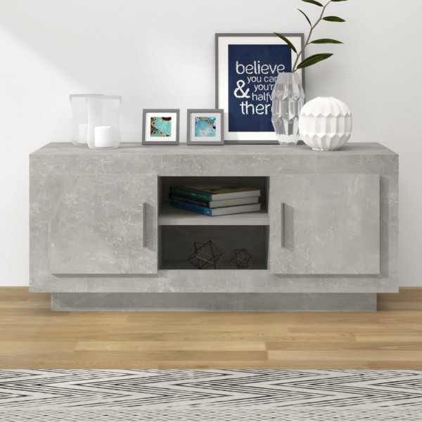 Mueble de TV madera contrachapada gris hormigón 102x35x45 cm D