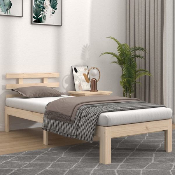 Estructura de cama de madera maciza 90x200 cm D