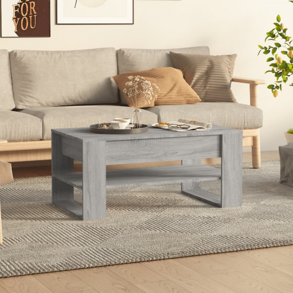 Mesa de centro madera contrachapada gris Sonoma 102x55x45 cm D
