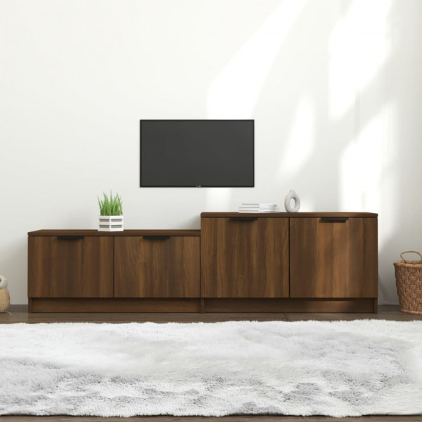 Mueble de TV madera contrachapada roble marrón 158.5x36x45 cm D