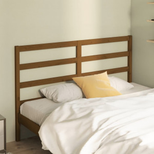 Cabecero de cama madera maciza de pino marrón miel 141x4x100 cm D