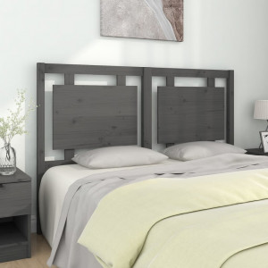Cabecero de cama madera maciza de pino gris 145.5x4x100 cm D