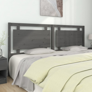 Cabecero de cama madera maciza de pino gris 205.5x4x100 cm D