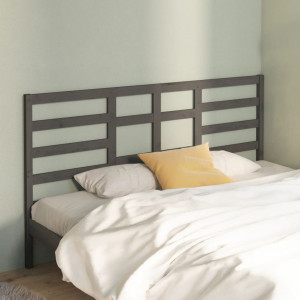 Cabecero de cama madera maciza de pino gris 206x4x104 cm D