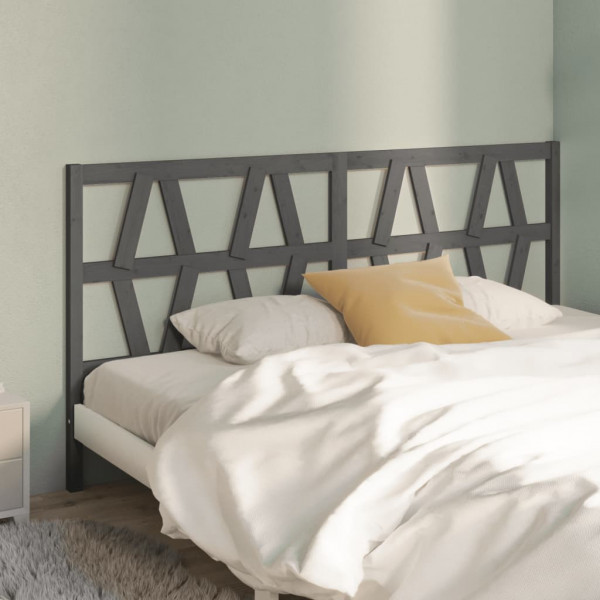 Cabecero de cama madera maciza de pino gris 206x4x100 cm D