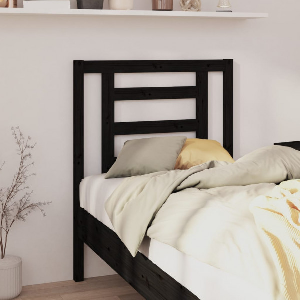 Cabeça de cama madeira maciça de pinho preto 81x4x100 cm D