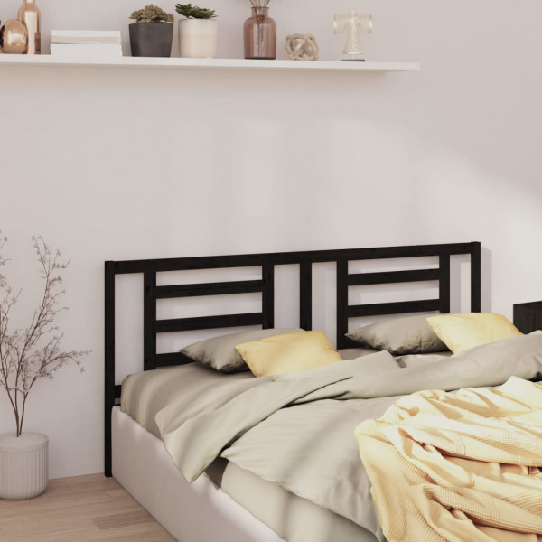 Cabeça de cama madeira maciça de pinho preto 206x4x100 cm D