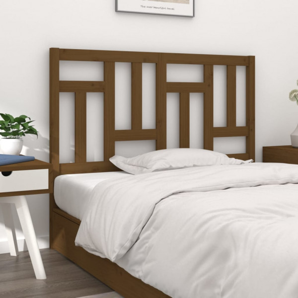 Cabecero de cama madera maciza de pino marrón miel 205x4x100 cm D