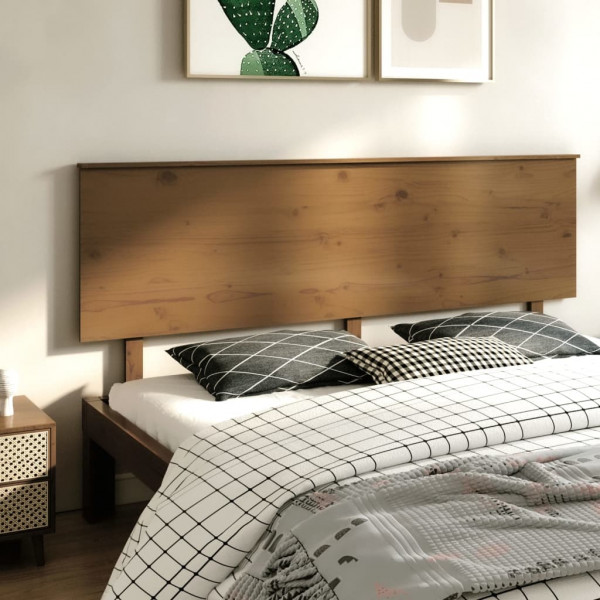 Cabeceira de cama em madeira de pinho maciça castanho mel 204x6x82,5cm D