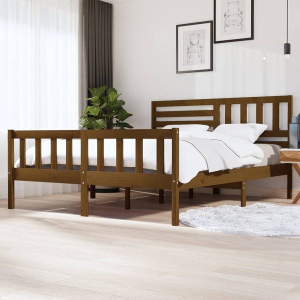 Estructura de cama de madera maciza marrón miel 180x200 cm D