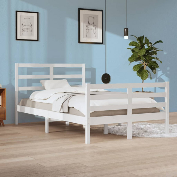 Estructura de cama madera maciza de pino blanco 120x200 cm D