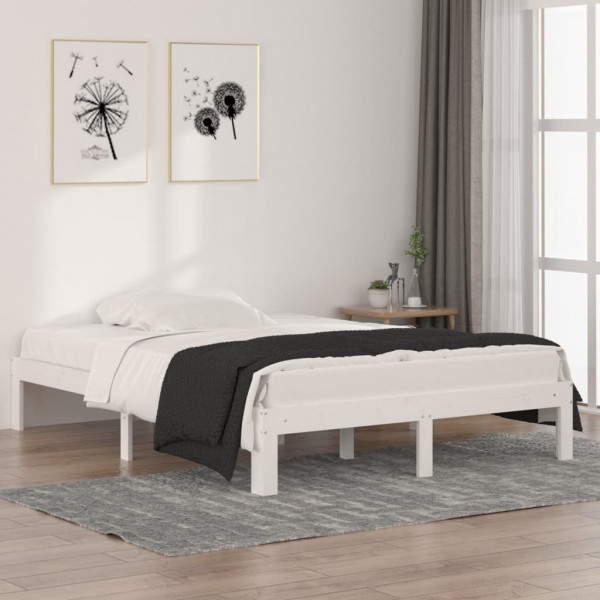 Estructura de cama madera maciza doble blanca 135x190cm D