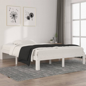 Estructura de cama madera maciza de pino blanca 140x200 cm D