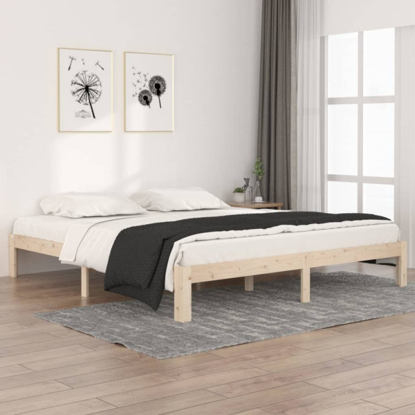 Estructura de cama madera maciza Super King 180x200 cm D