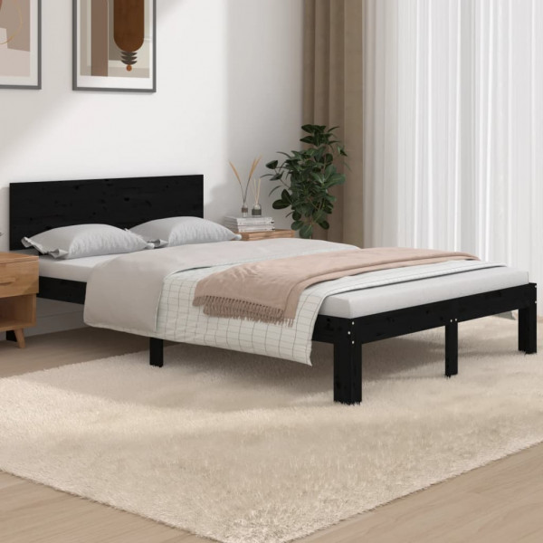 Estrutura de cama em madeira maciça preta 120x190 cm D