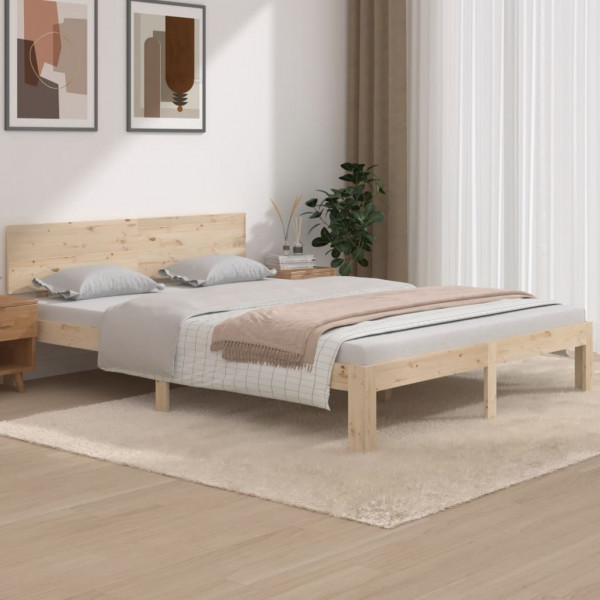 Estructura de cama madera maciza 150x200 cm D
