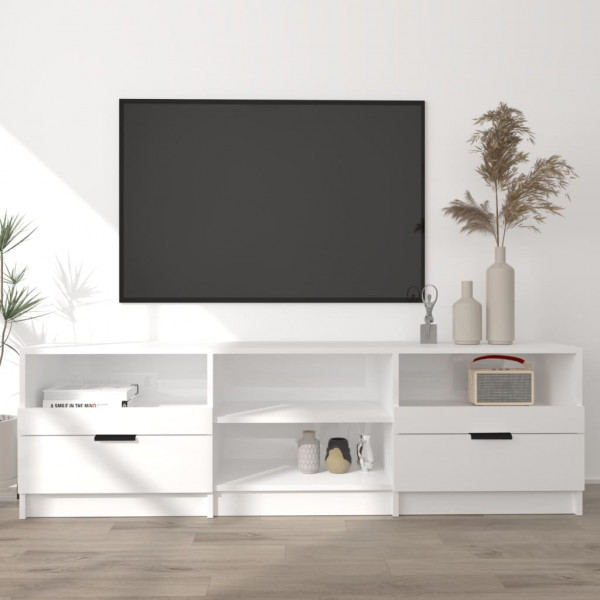 Mueble de TV madera contrachapada blanco brillo 150x33.5x45 cm D