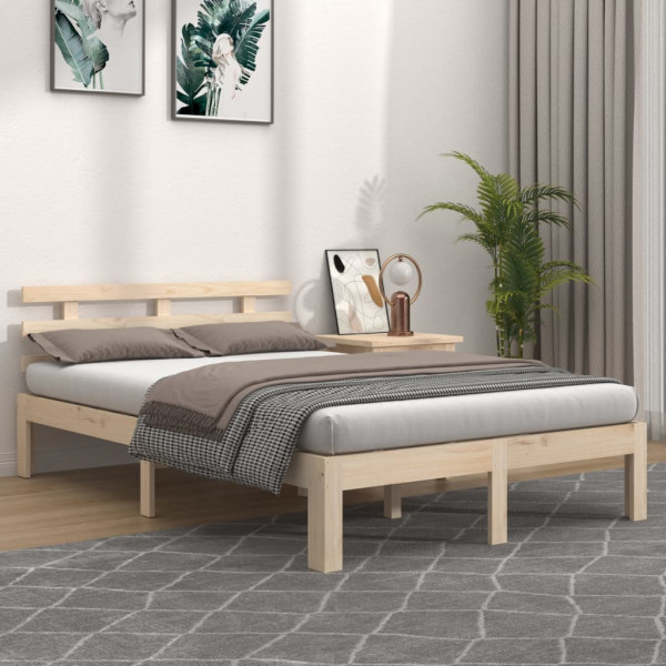 Estructura de cama madera maciza 200x200 cm D