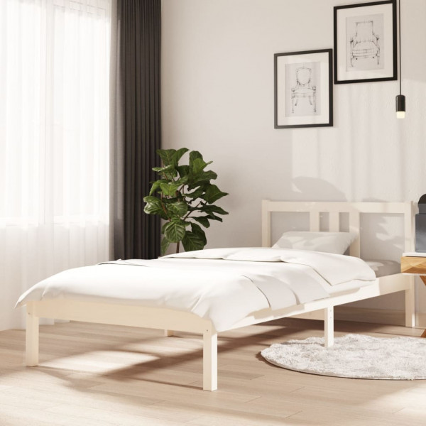 Estructura de cama madera maciza blanco 90x200 cm D