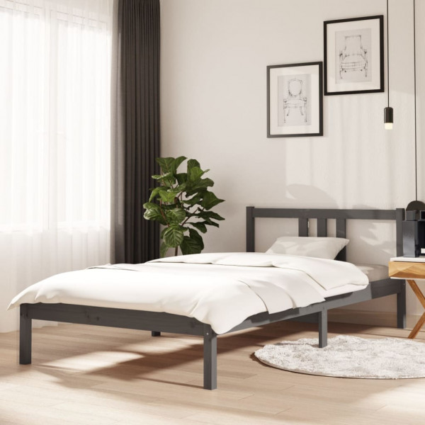 Estrutura de cama madeira maciça cinza 100x200 cm D