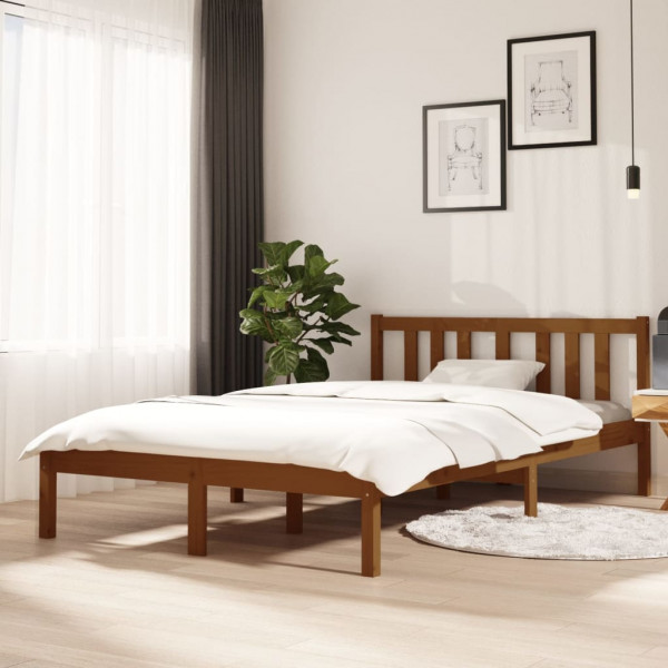 Estrutura de cama madeira maciça marrom mel 120x200 cm D