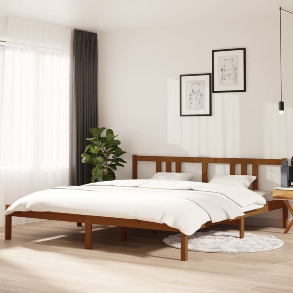 Estrutura de cama em madeira maciça castanho mel 180x200 cm D