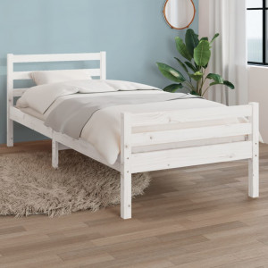 Estructura de cama madera maciza blanca 100x200 cm D