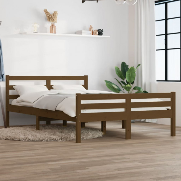 Estrutura da cama madeira maciça marrom mel 160x200 cm D