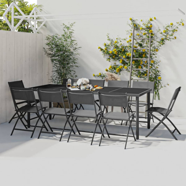 Juego de comedor de jardín 11 piezas acero Juego de comedor de jardín 11 piezas acero D