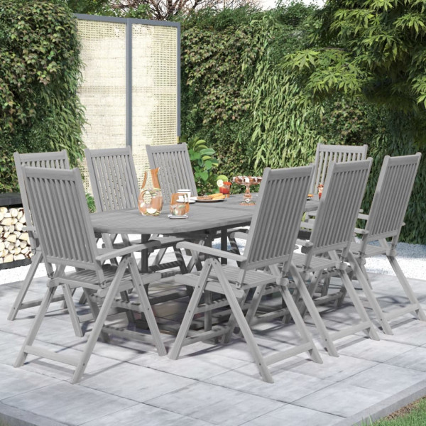 Juego de comedor para jardín 9 piezas madera maciza de acacia Juego de comedor para jardín 9 piezas madera maciza de acacia D