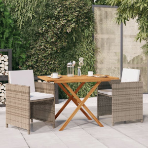 Set de comedor de jardín 3 piezas con cojines beige D