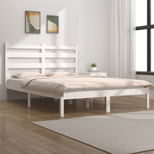 Estrutura de cama em madeira maciça de pinho branco 120x200 cm D