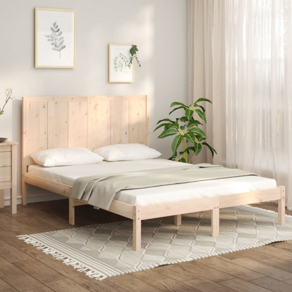 Estructura cama madera doble pequeña maciza de pino 120x190 cm D