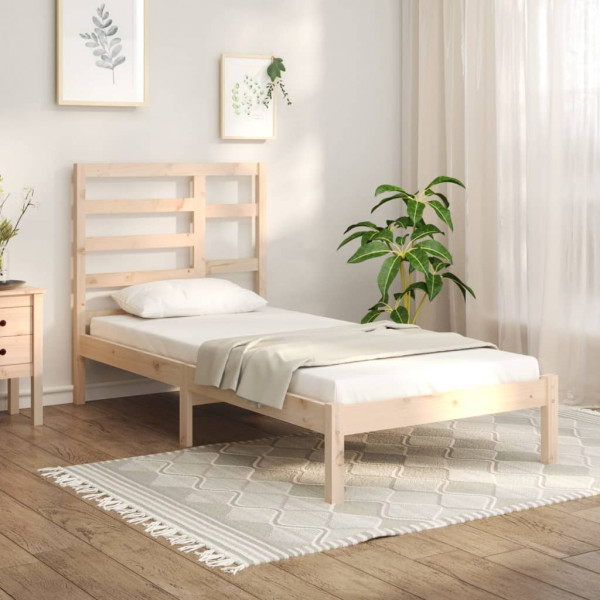 Estructura de cama individual madera maciza 75x190 cm D