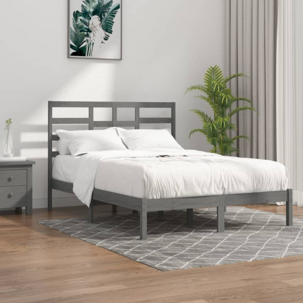 Estrutura de cama de madeira maciça branca 140x190 cm D