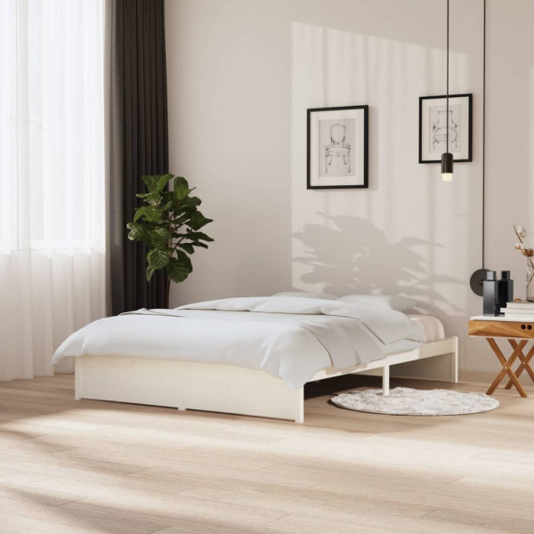 Estrutura de cama em madeira maciça branca king size 150x200 cm D