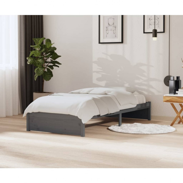 Estructura de cama madera maciza gris 90x200 cm D