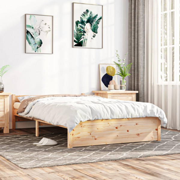 Estrutura de cama dupla pequena em madeira maciça 135x190 cm D