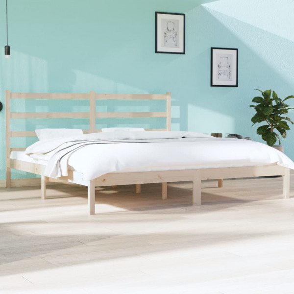 Estrutura de cama super king em madeira de pinho maciça 180x200 cm D