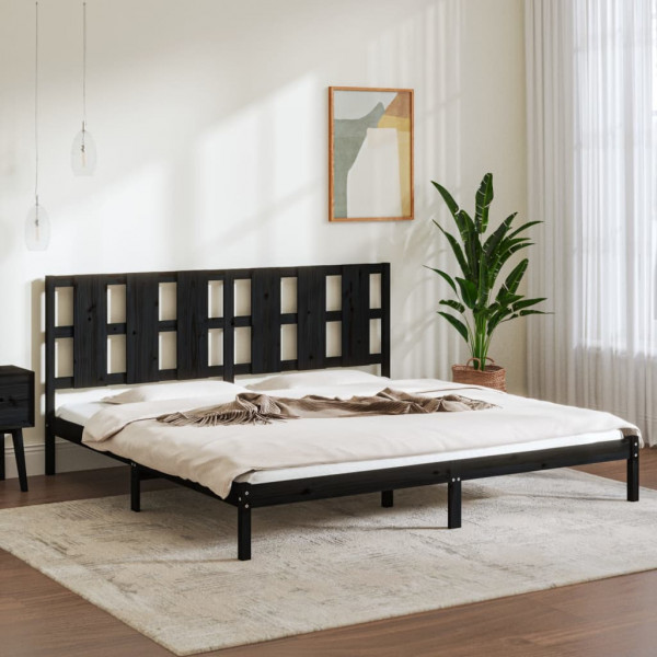 Estrutura de cama em madeira maciça preta Super King 180x200 cm D