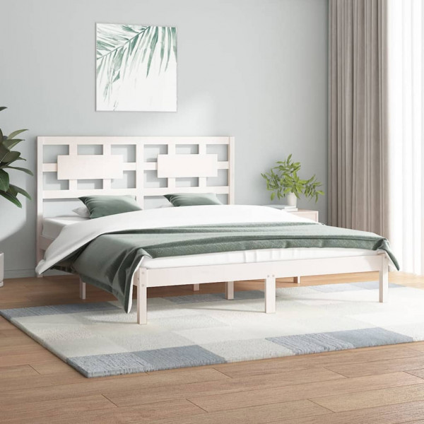 Estrutura de cama madeira maciça de pinho branco 200x200 cm D