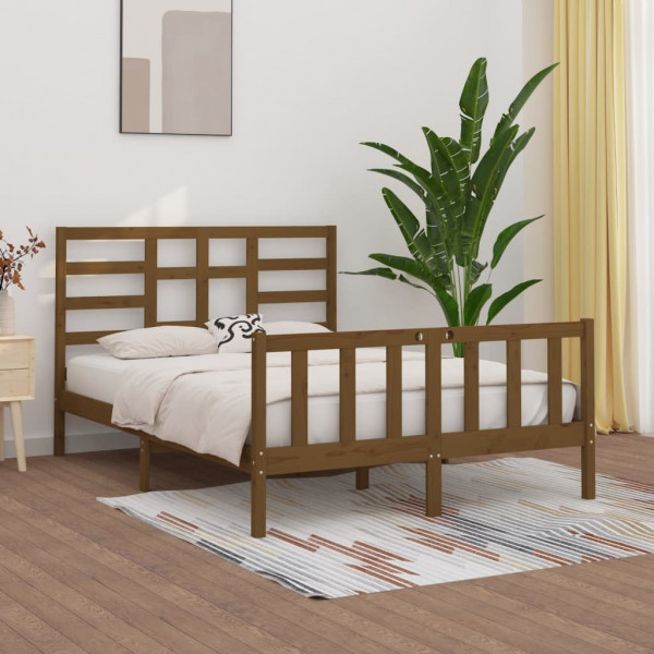 Estructura de cama de madera maciza marrón miel 120x200 cm D