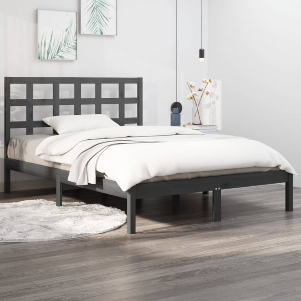 Estrutura de cama madeira maciça King Size cinza 150x200 cm D