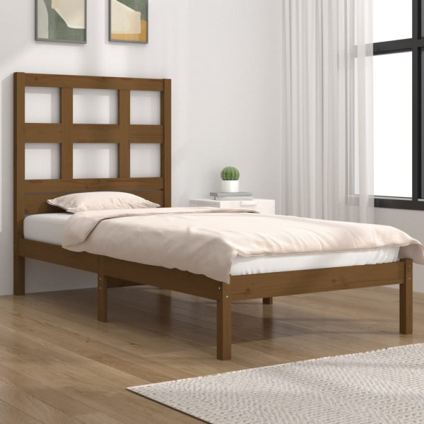 Estructura de cama individual madera pino marrón miel 90x190 cm D