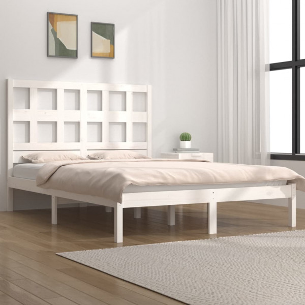 Estructura de cama matrimonial madera de pino blanca 120x190 cm D